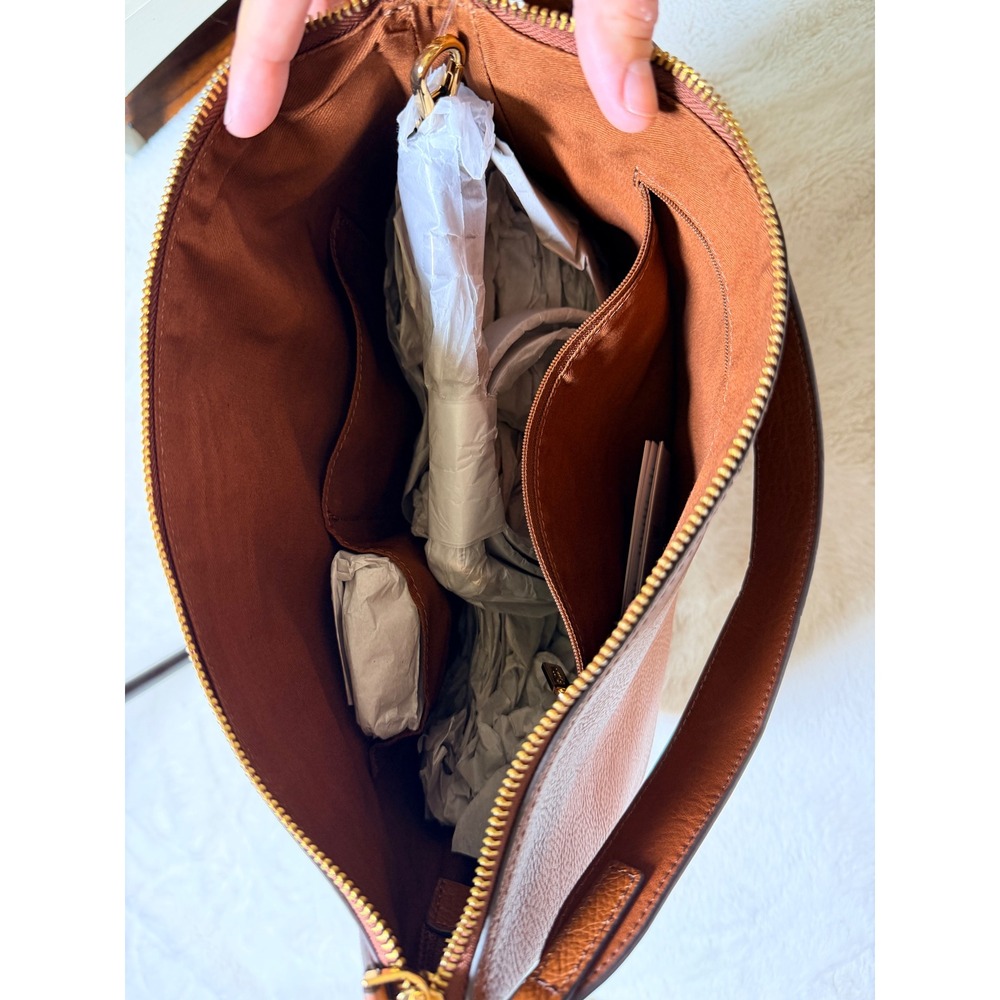 NWT Fossil Jolie Leather Slouchy Hobo Bag Brown Shoulder Strap Crossbody - Picture 5 of 11